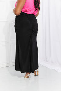 Thumbnail for White Birch Full Size Up and Up Ruched Slit Maxi Skirt in Black