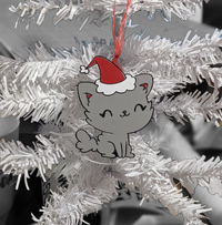 Thumbnail for Round Acrylic Christmas Cat Ornament