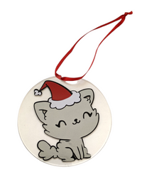 Thumbnail for Round Acrylic Christmas Cat Ornament