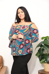 Thumbnail for Sew In Love Full Size Floral Cold Shoulder Blouse