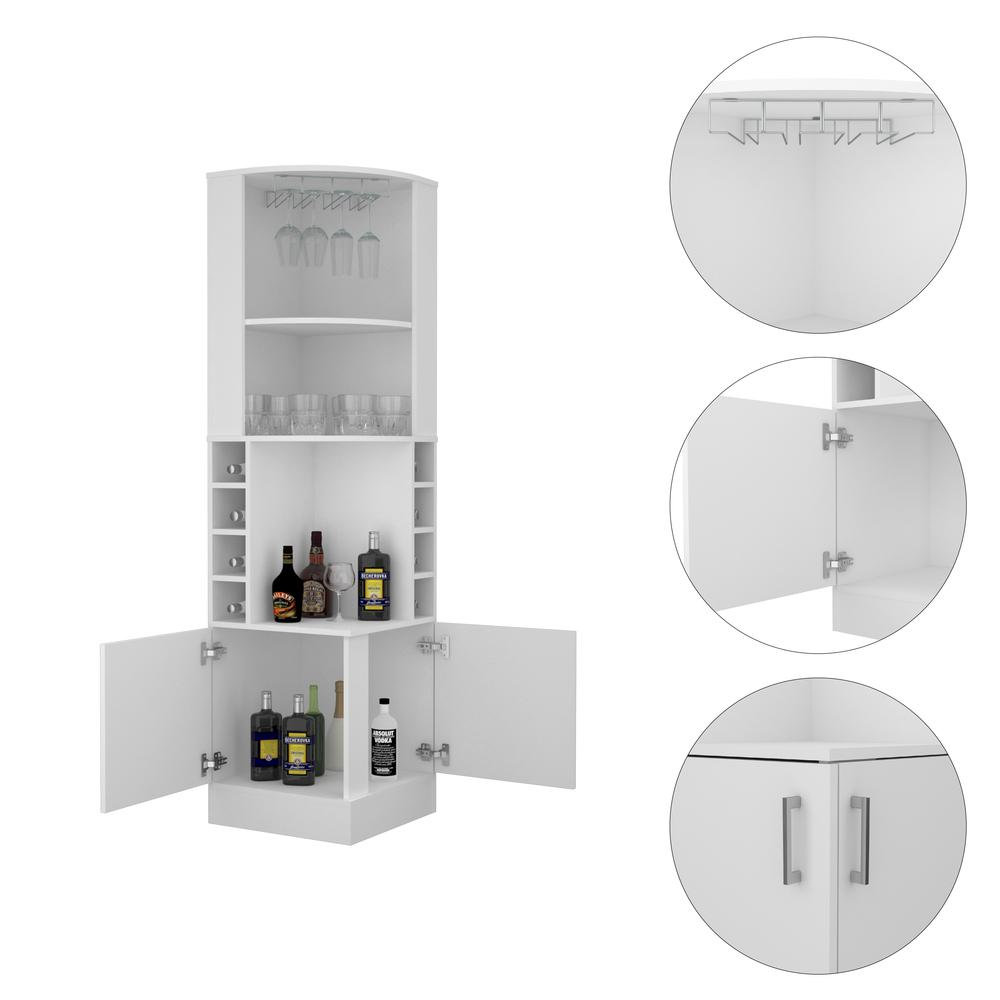 Egina Corner Bar Cabinet - White