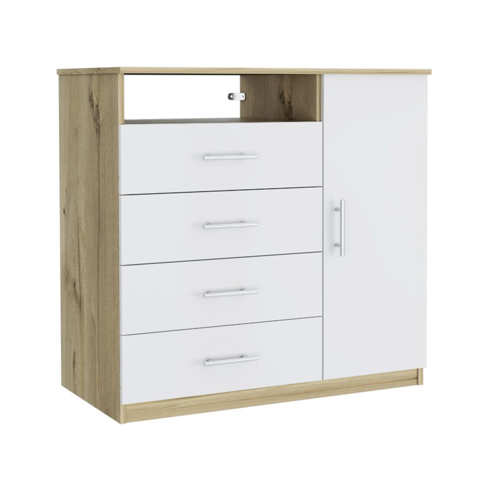 Rioja 4 Drawer Dresser - Light Oak/White