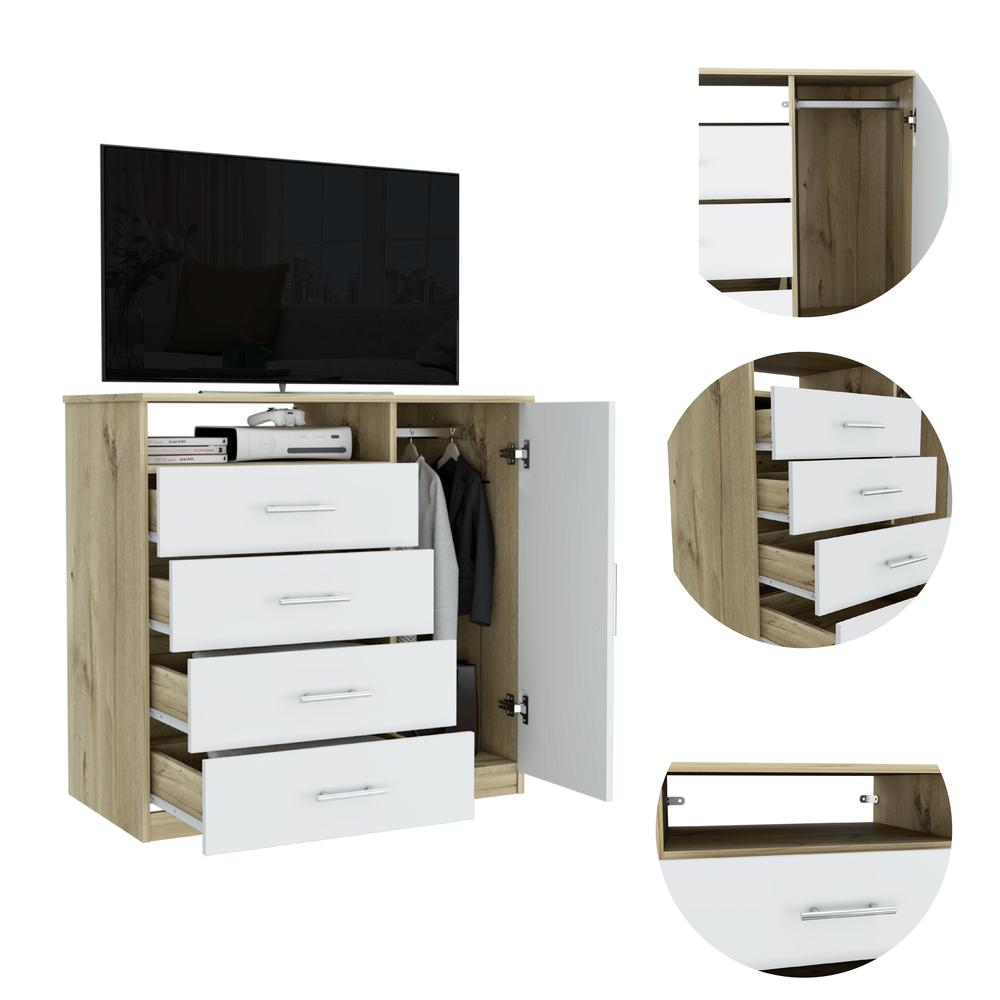 Rioja 4 Drawer Dresser - Light Oak/White