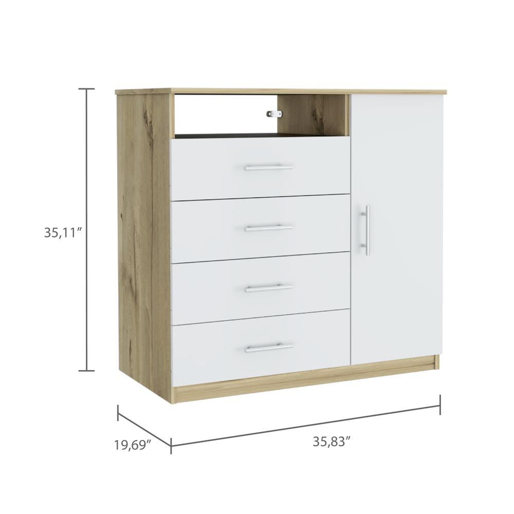 Rioja 4 Drawer Dresser - Light Oak/White