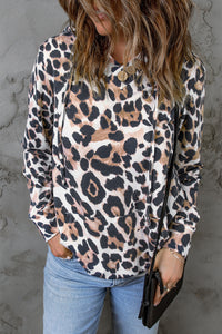 Thumbnail for Animal Print Buttoned Drawstring Hoodie