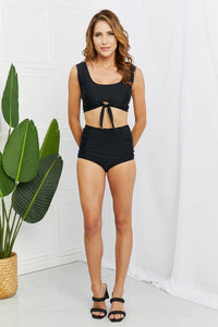 Thumbnail for Marina West Swim Sanibel Crop Swim Top and Ruched Bottoms Set in Black