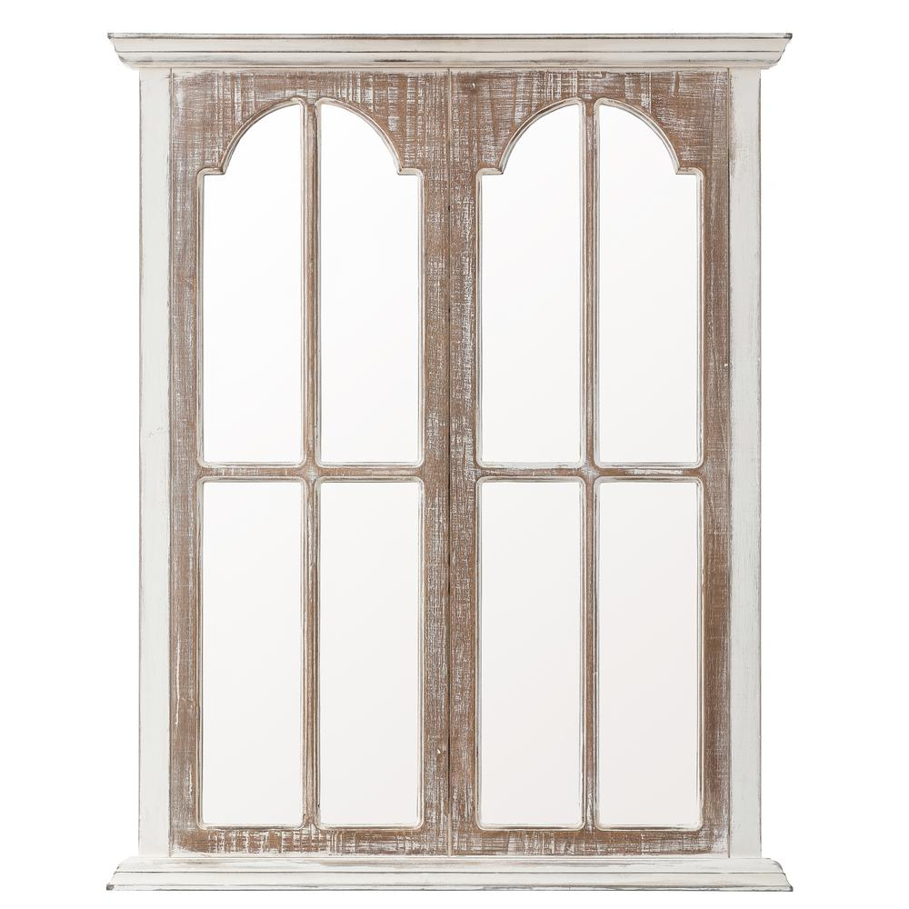 Rustic Wood Window Wall Mirror