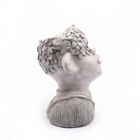 Thumbnail for LuxenHome Gray MgO Kissing Flower Child Bust Planter