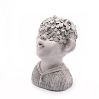 Thumbnail for LuxenHome Gray MgO Kissing Flower Child Bust Planter