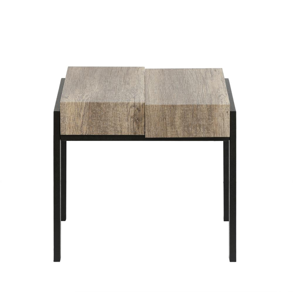 20" H Engineered Wood and Metal Side Table, Rustic Oak