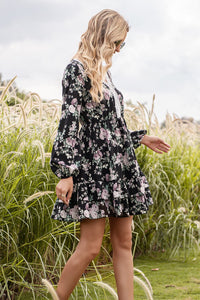 Thumbnail for Floral Lace Trim Long Sleeve Dress
