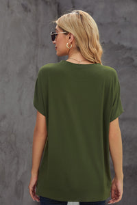 Thumbnail for Round Neck Short Sleeve Solid Color Tee