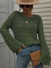 Thumbnail for Openwork Dropped Shoulder Knit Top