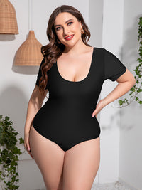 Thumbnail for Plus Size Scoop Neck Short Sleeve One-Piece Swimsuit