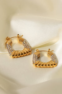 Thumbnail for 18K Gold Plated Inlaid Cubic Zirconia Earrings