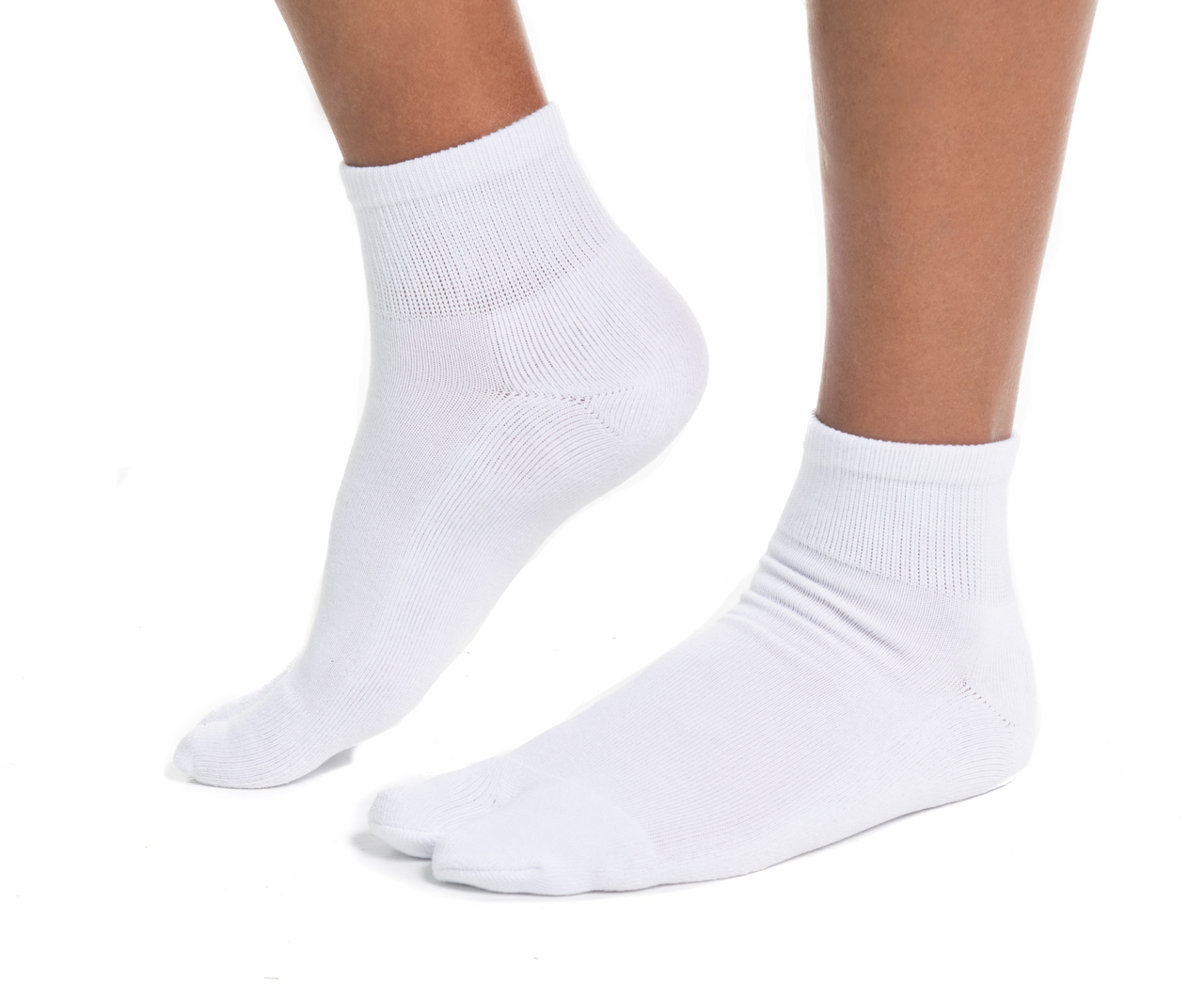 Mini-Crew - V-Toe Thicker Flip-Flop Tabi Socks Athletic or Casual White Cotton Blend Comfortable Stylish