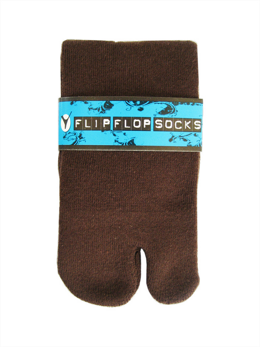 Thicker V-Toe Athletic or Casual Brown Flip-Flop Tabi Socks Cotton Blend Comfortable Stylish - Ankle Socks