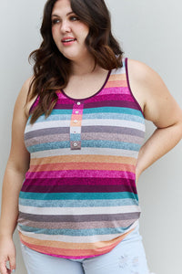 Thumbnail for Heimish Love Me For Me Full Size Multicolored Striped Top