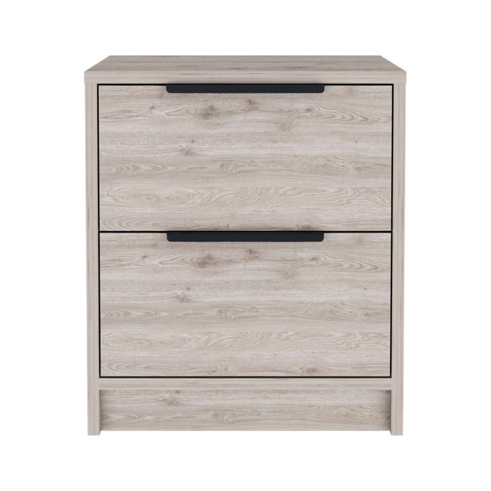 DEPOT E-SHOP Egeo Night Stand, Two Drawers, Countertop, Light Grey, For Bedroom