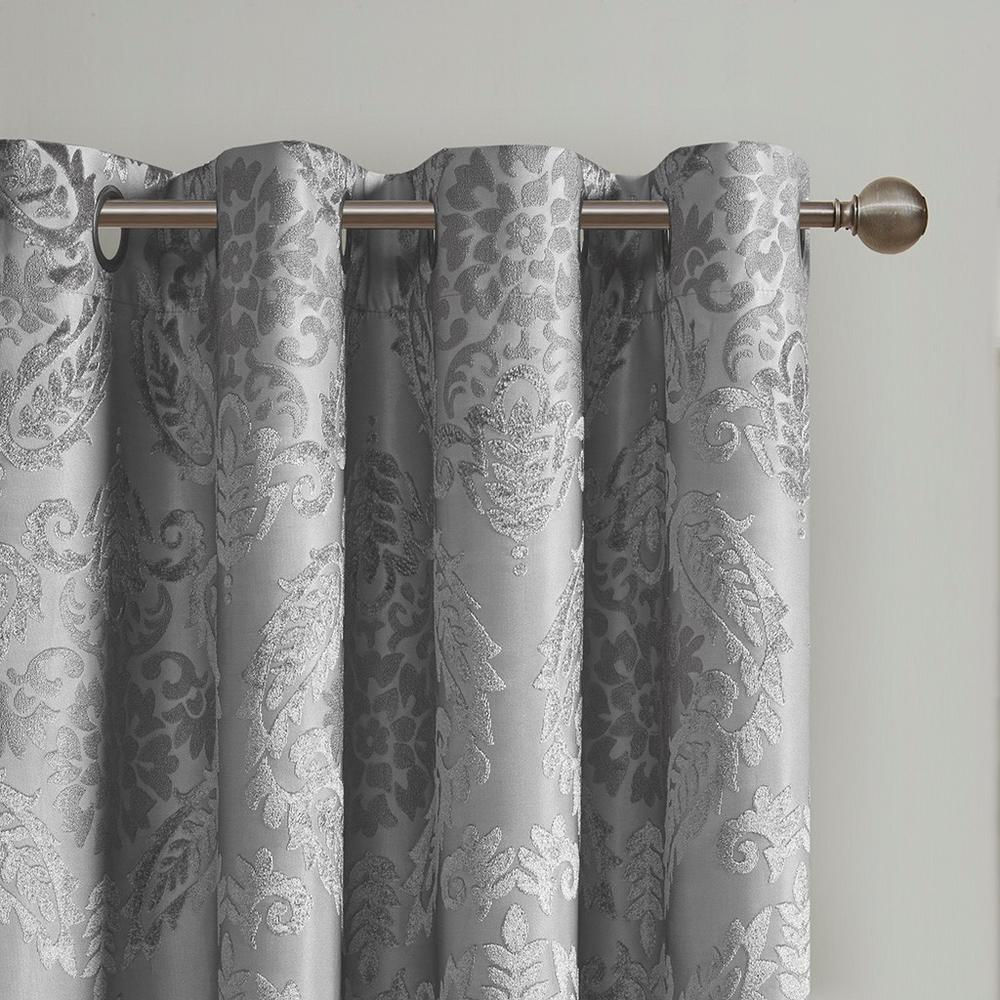 Amelia Knitted Jacquard Paisley Total Blackout Grommet Top Curtain Panel