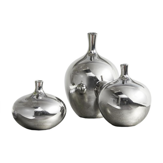 Ansen Metallic 3pcs Vase Set, Silver
