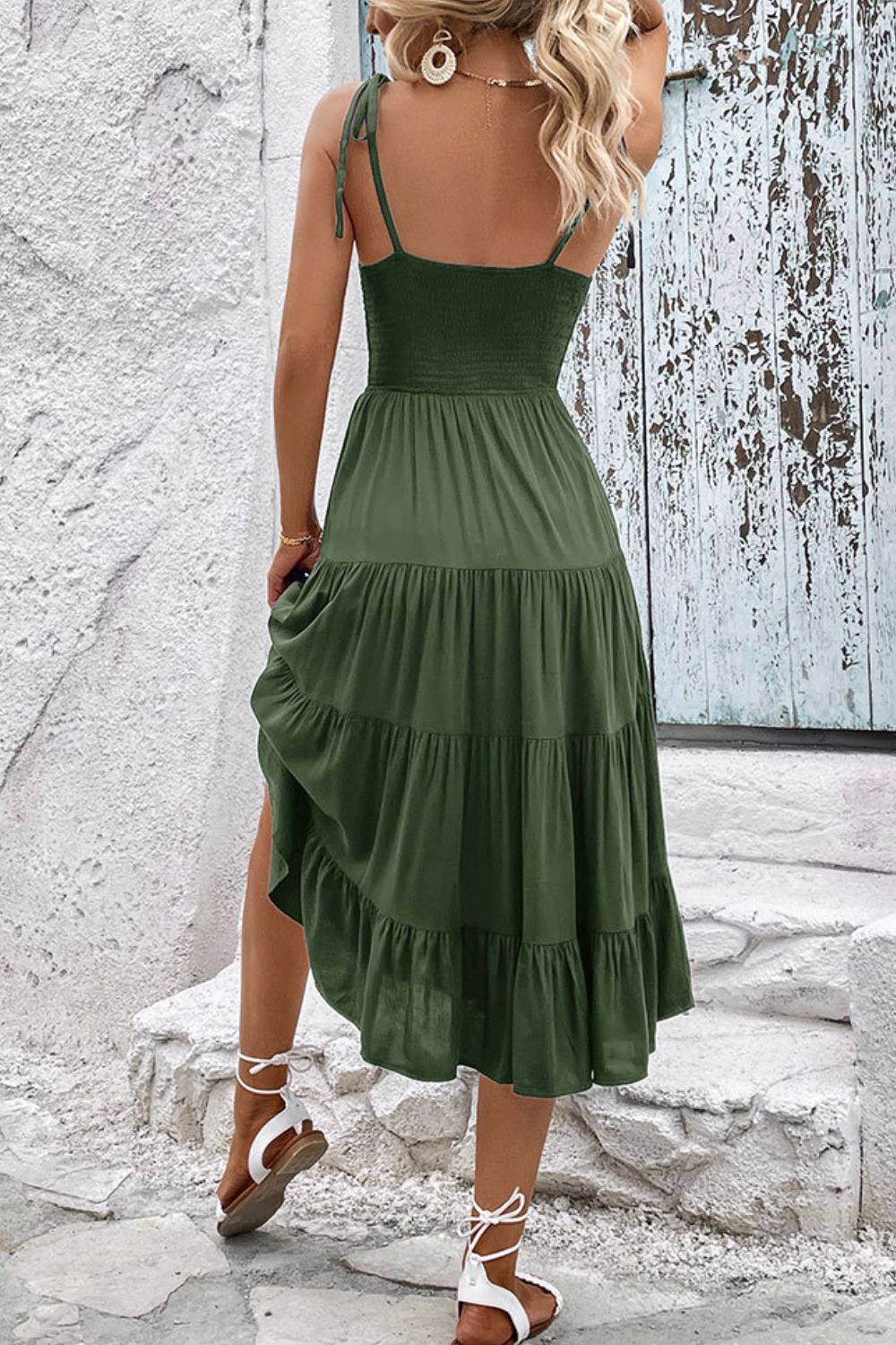 Tie-Shoulder Tiered Midi Dress - Mervyns Tie-Shoulder Tiered Midi Dress - Mervyns