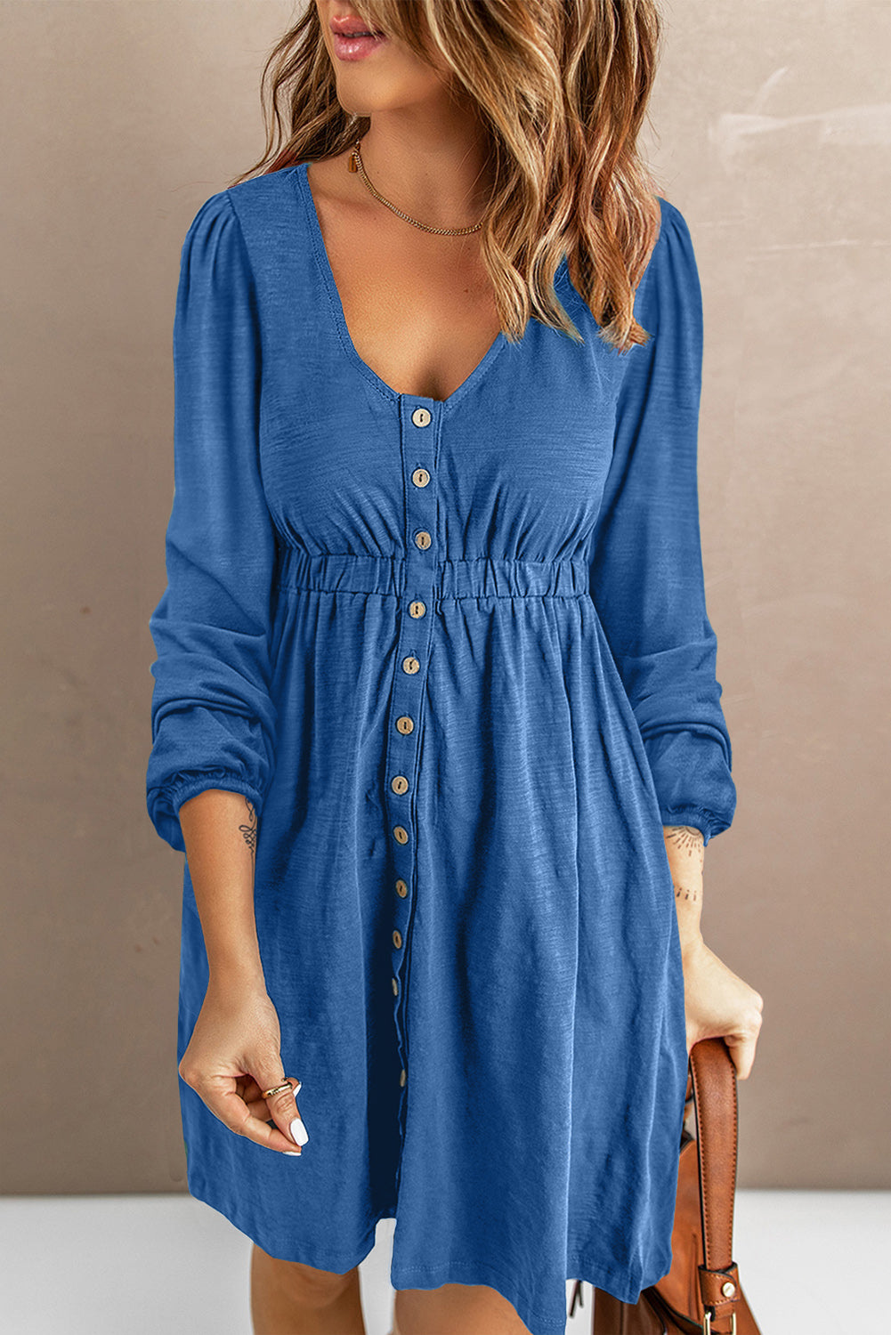 Scoop Neck Empire Waist Long Sleeve Mini Dress - Mervyns Scoop Neck Empire Waist Long Sleeve Mini Dress - Mervyns