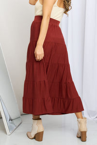 Thumbnail for Zenana Full Size Wide Waistband Tiered Midi Skirt