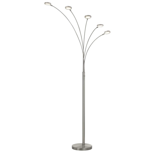 Cremona Integrated 79" LED Metal Arc Floor Lamp in Brushed Steel Finish