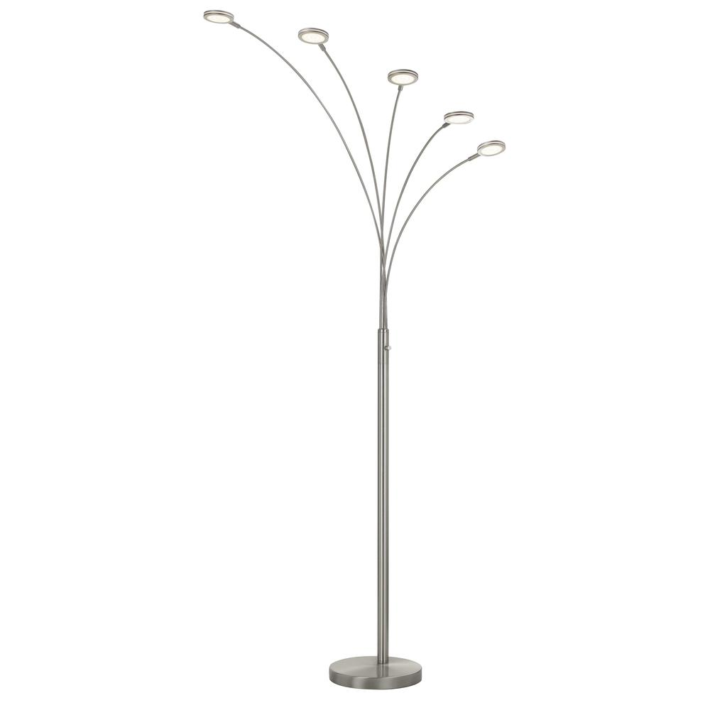 Cremona Integrated 79" LED Metal Arc Floor Lamp in Brushed Steel Finish