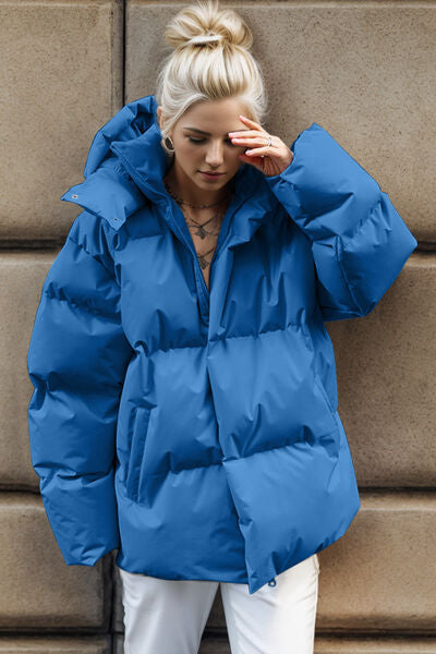 Pocketed Zip Up Hooded Puffer Jacket - Mervyns
