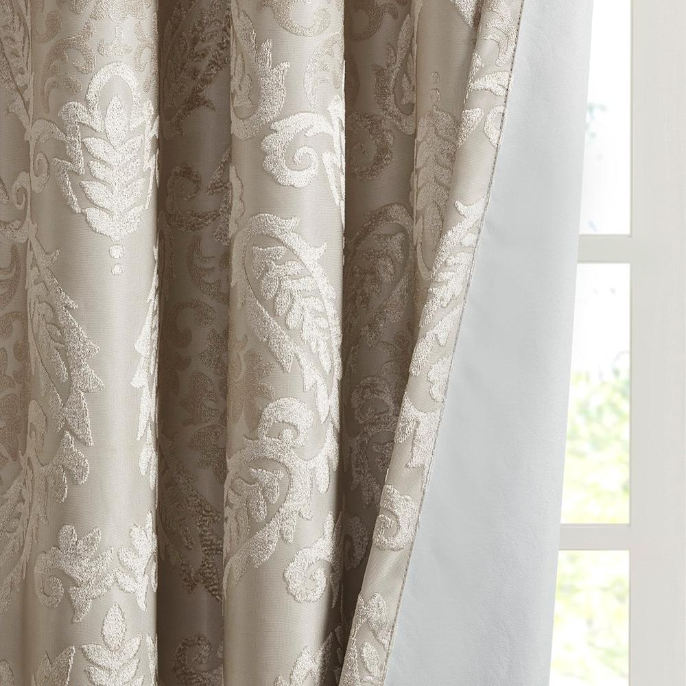 Amelia Knitted Jacquard Paisley Total Blackout Grommet Top Curtain Panel - Mervyns