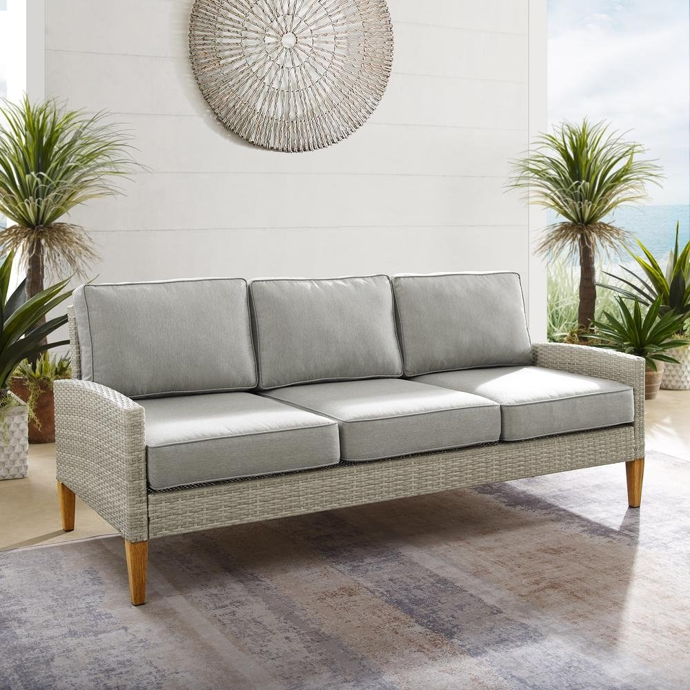 Capella Outdoor Wicker Sofa Gray/Acorn