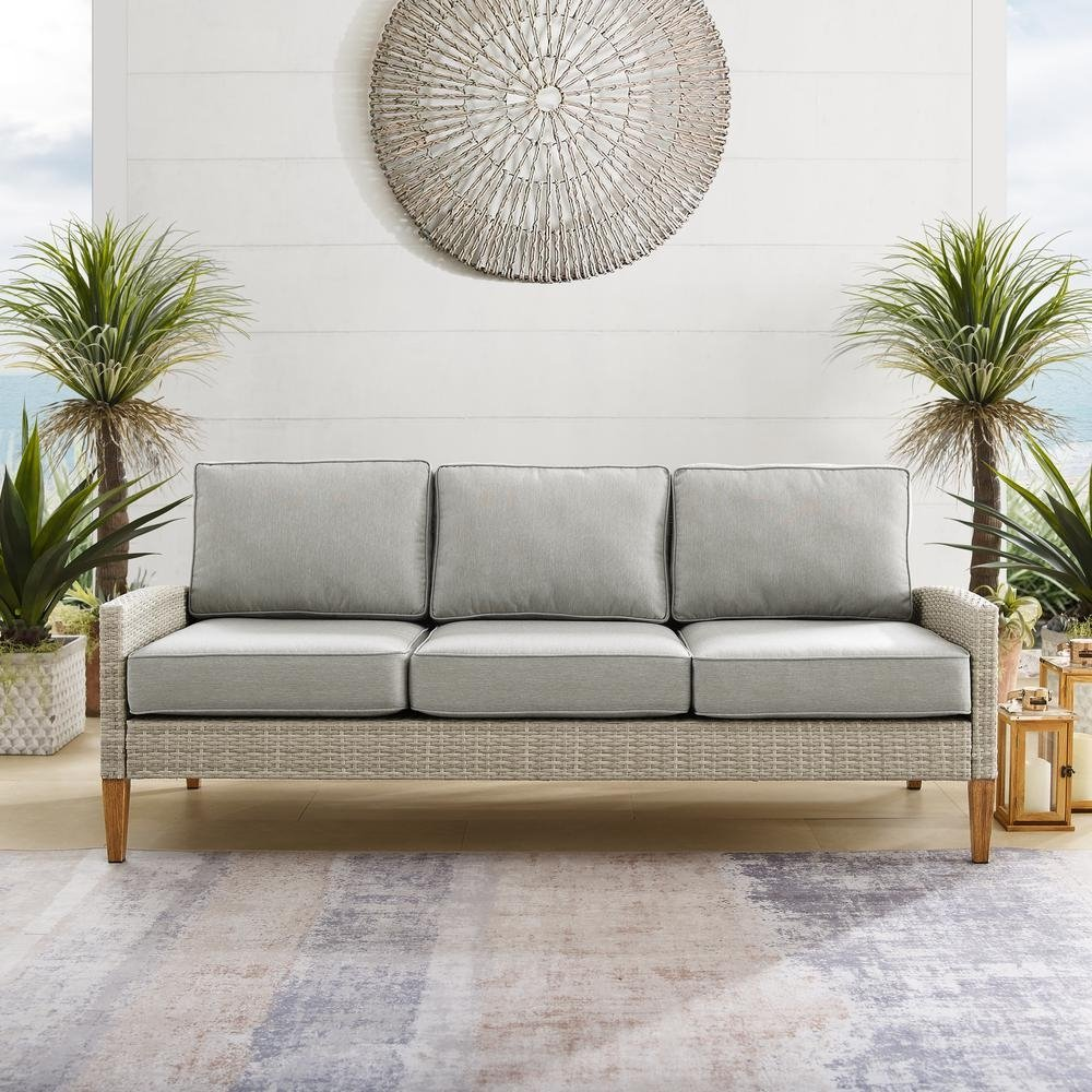 Capella Outdoor Wicker Sofa Gray/Acorn