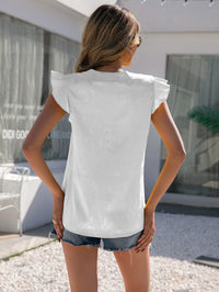 Thumbnail for Notched Neck Butterfly Sleeve Blouse