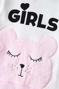 Thumbnail for GIRLS Letter Print Bear Graphic Hooded Dress