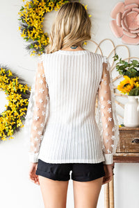 Thumbnail for Textured Applique Long Sleeve Blouse