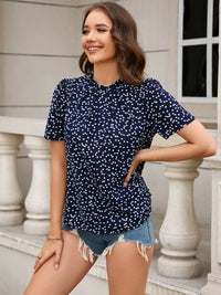 Thumbnail for Printed Short Sleeve Round Neck Top