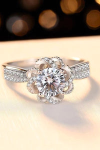 Thumbnail for 2 Carat Moissanite Floral Platinum-Plated Ring