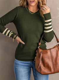 Thumbnail for Striped Round Neck Knit Top