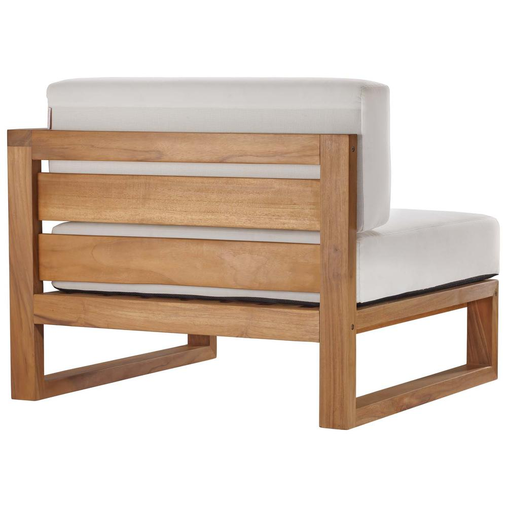 Upland Outdoor Patio Teak Wood 2-Piece Sectional Sofa Loveseat - Natural White EEI-4256-NAT-WHI-SET