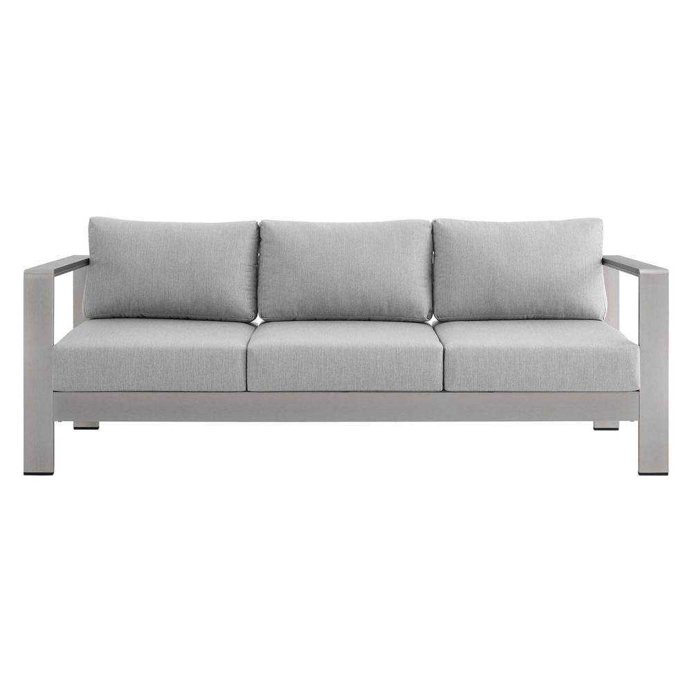Shore Sunbrella® Fabric Aluminum Outdoor Patio Sofa - Silver Gray EEI-4228-SLV-GRY