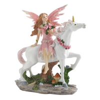 Thumbnail for Pink Fairy with Roses and Unicorn Figurine