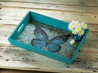 Thumbnail for Blue Butterfly Wood Serving Tray