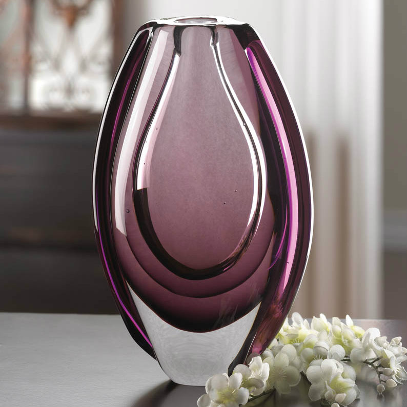 Light Purple Orchid Art Glass Vase