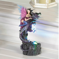 Thumbnail for Fairy and Dragon Figurine with Crystal and Light