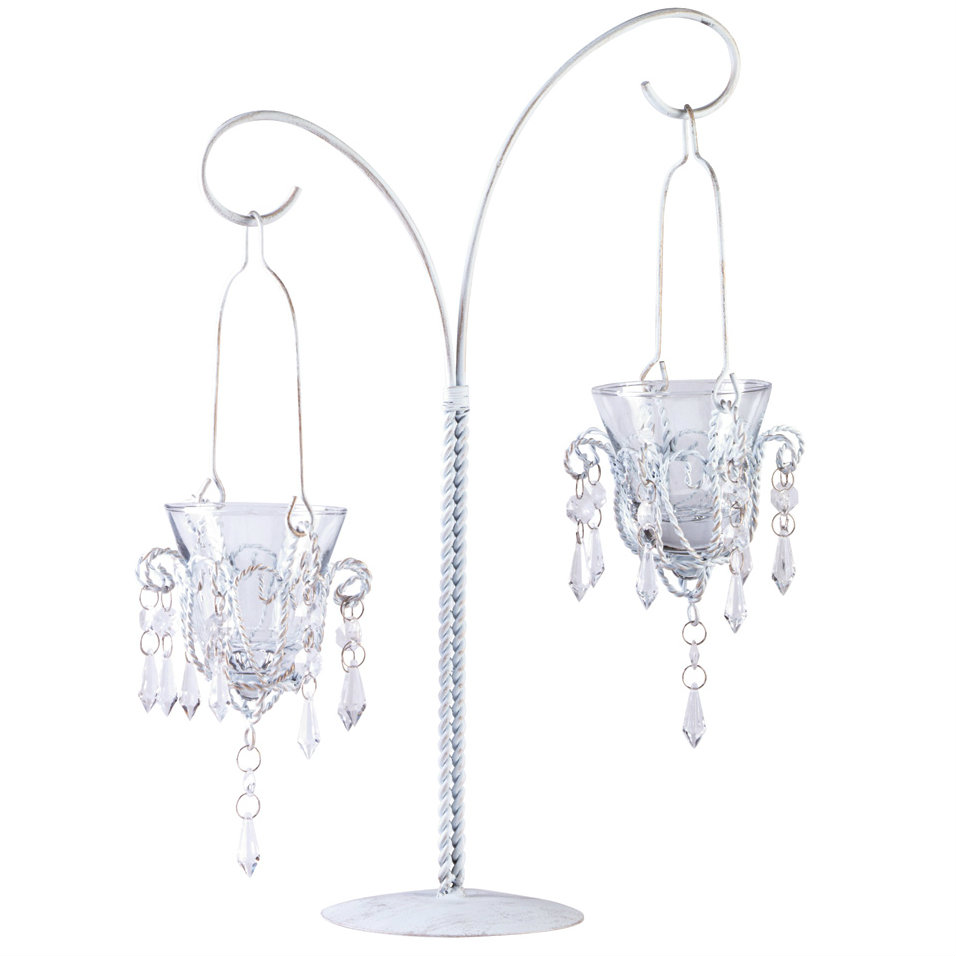 Crystal Drops Double Hanging Candle Holder