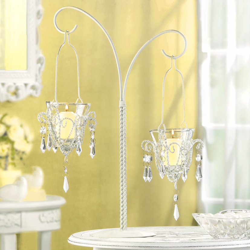 Crystal Drops Double Hanging Candle Holder