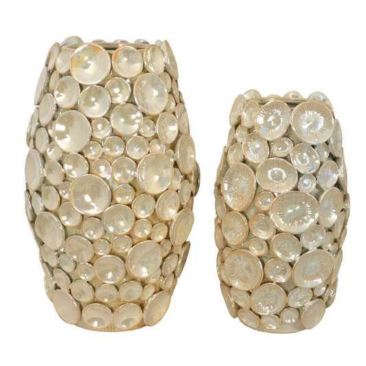 Silver Shimora Shell Vases Set of 2