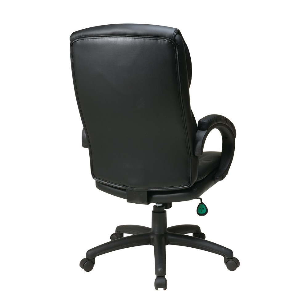 High Back Black Bonded Leather Executive Chair with Padded Arms